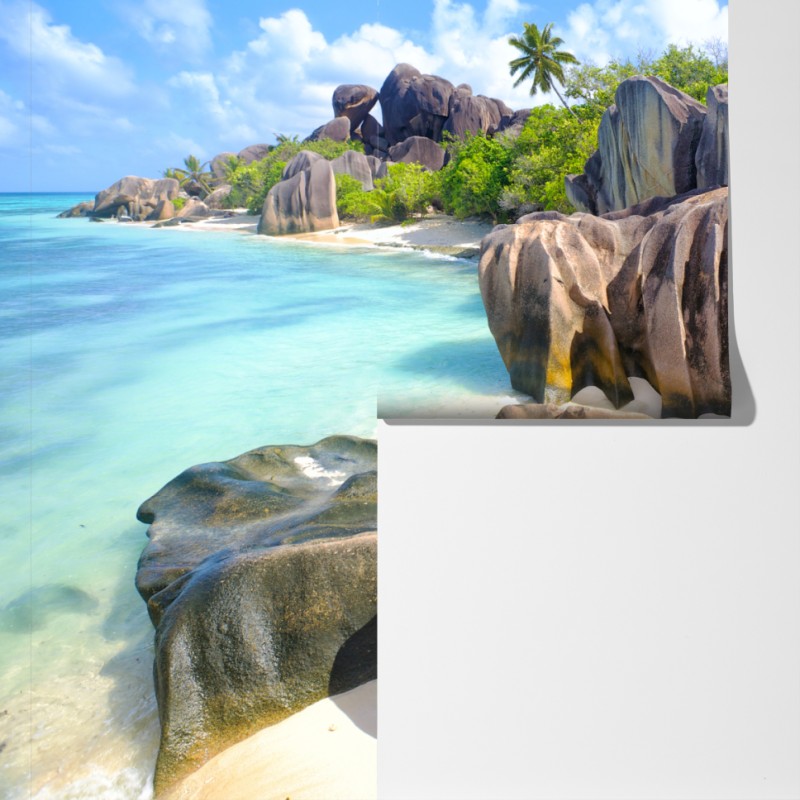 Fototapeta Anse Source d'Argent, La Digue turkusowa plaża marzeń – Wallissimo® Fototapeta Anse Source d'Argent, La Digue turkusowa plaża marzeń – Wallissimo®