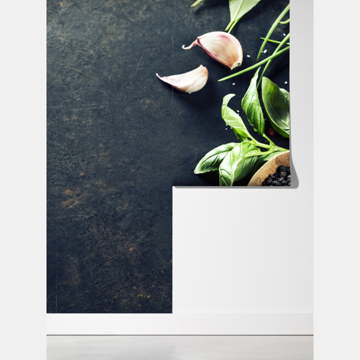 Fototapeta żywe przyprawy i świeże zioła – Wallissimo® Fototapeta żywe przyprawy i świeże zioła – Wallissimo®