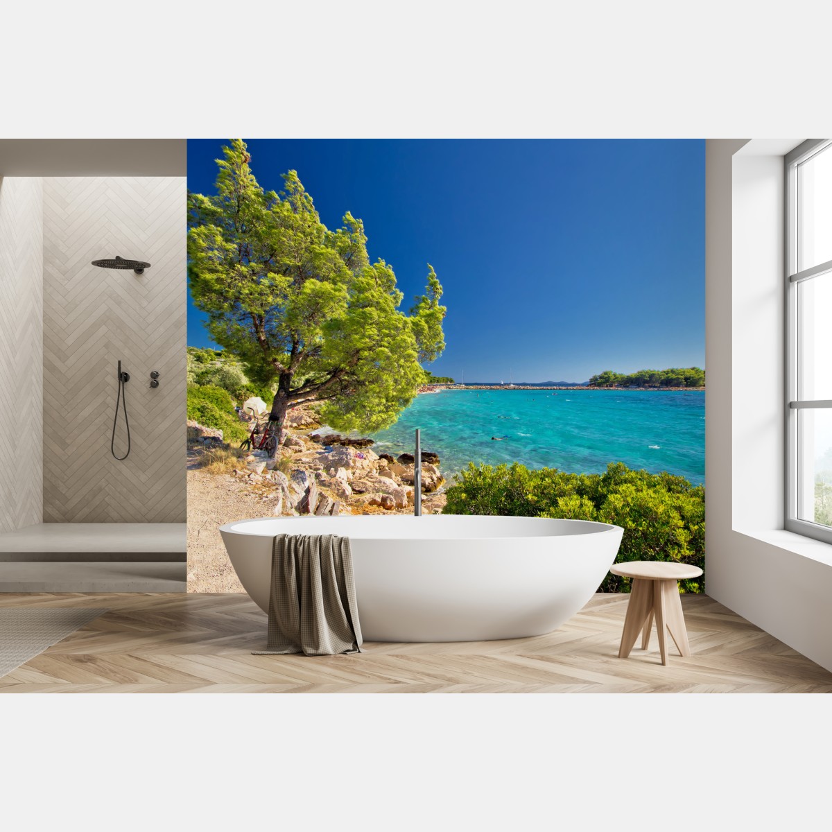 Wall mural idyllic turquoise beach on Murter Island