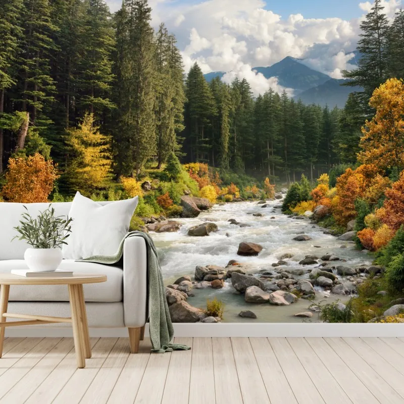 Fototapeta jesienny górski krajobraz z rzeką