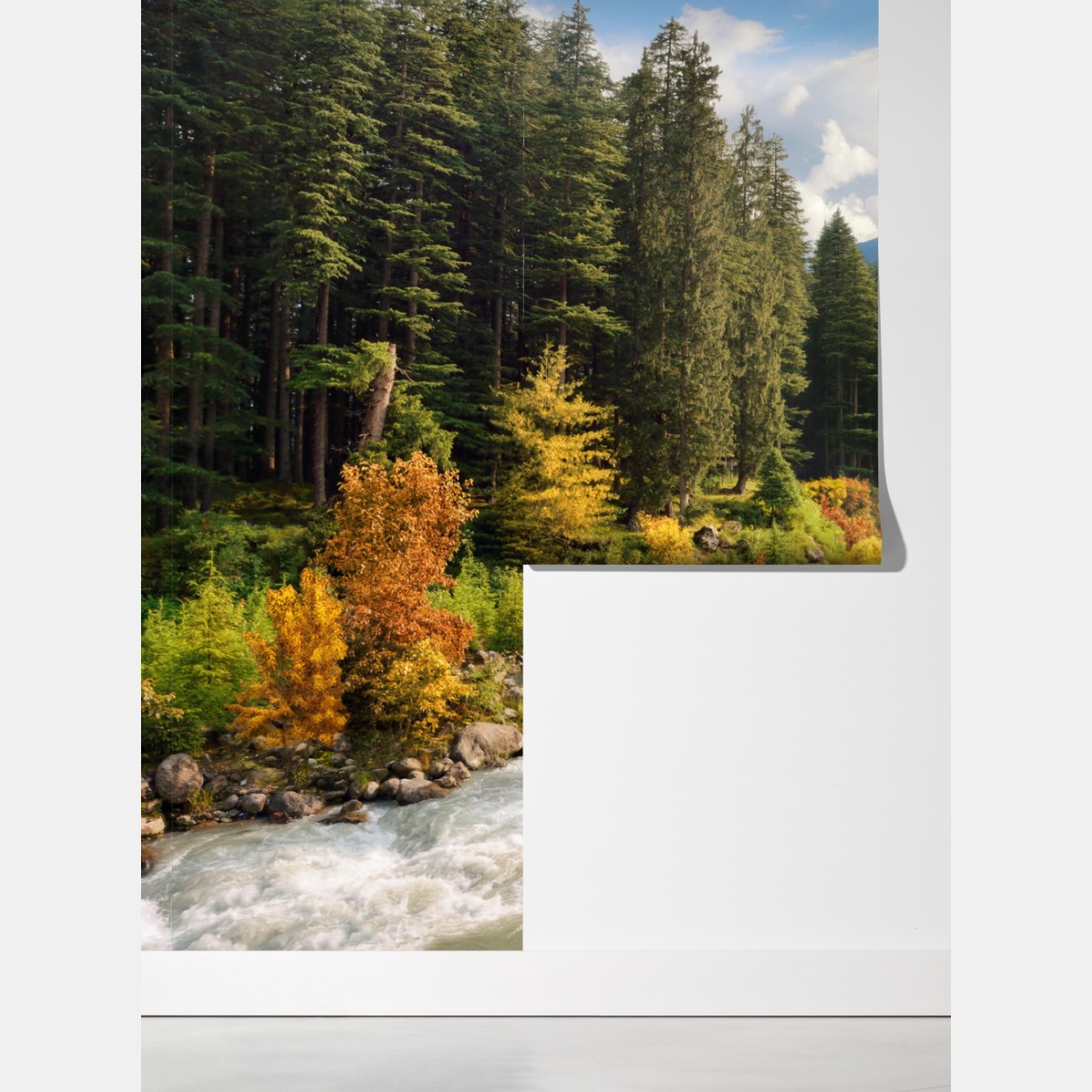 Fototapeta jesienny górski krajobraz z rzeką – Wallissimo® Fototapeta jesienny górski krajobraz z rzeką – Wallissimo®