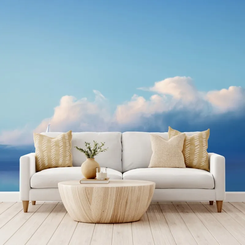 Fototapeta żaglówka na spokojnym niebieskim morzu