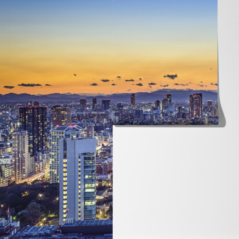 Fototapeta Wieża Tokijska o zmierzchu nad panoramą Tokio – Wallissimo® Fototapeta Wieża Tokijska o zmierzchu nad panoramą Tokio – Wallissimo®