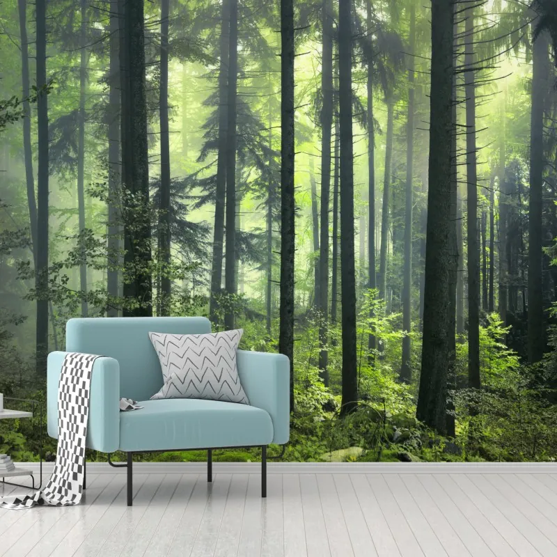 Fototapeta tajemniczy zielony wiosenny las