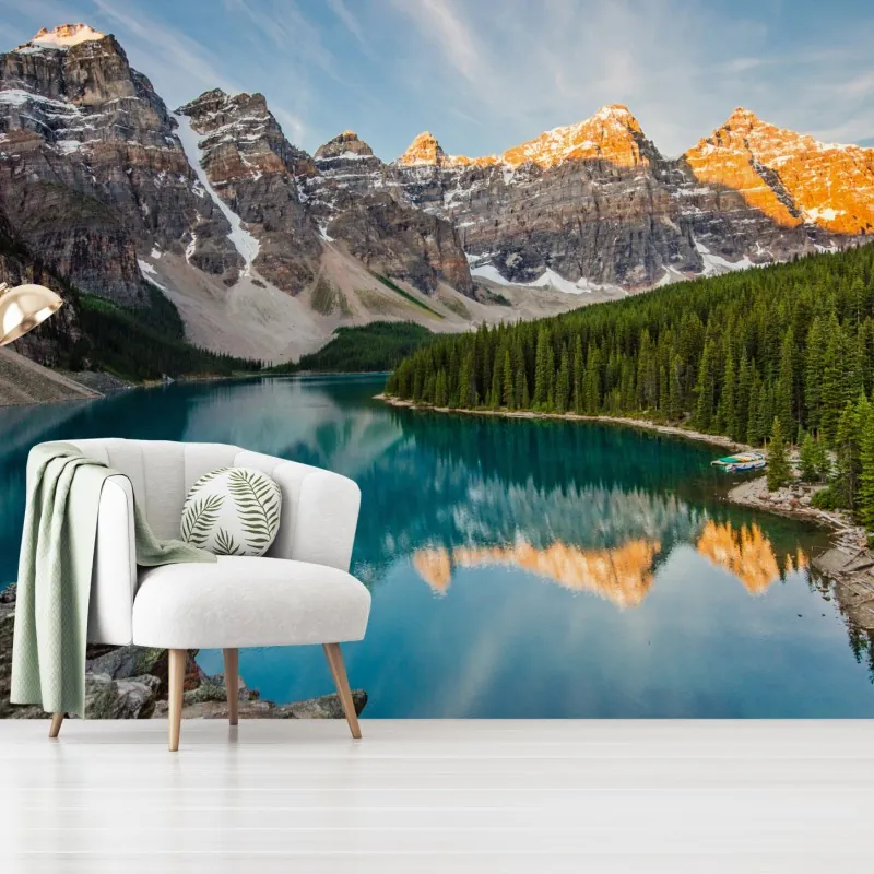 Fototapeta alpejskie jezioro o wschodzie słońca