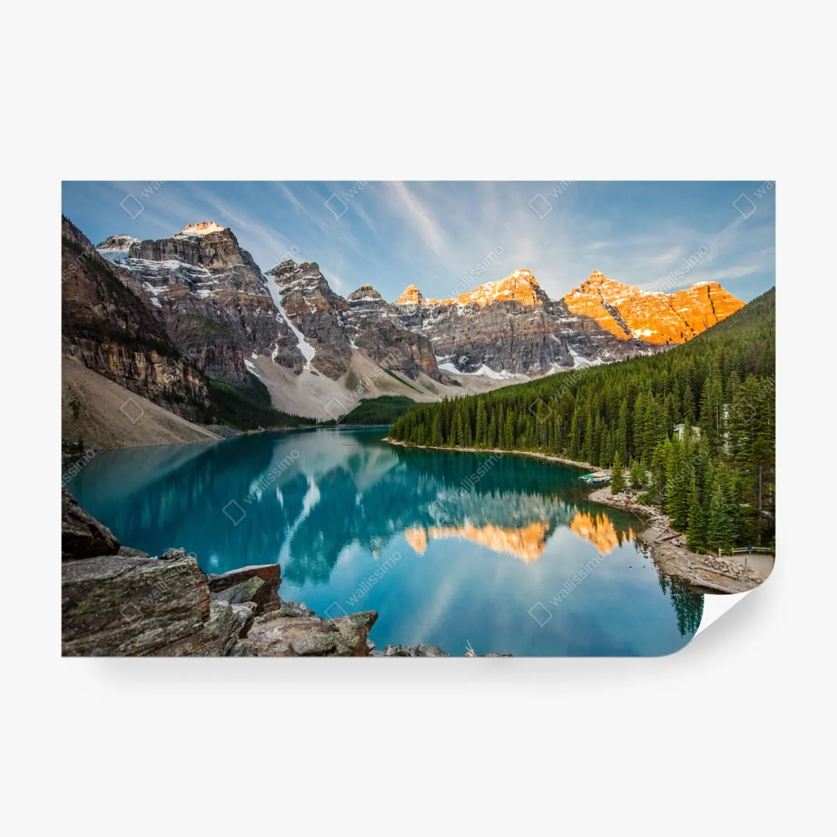 Fototapeta alpejskie jezioro o wschodzie słońca – Wallissimo® Fototapeta alpejskie jezioro o wschodzie słońca – Wallissimo®