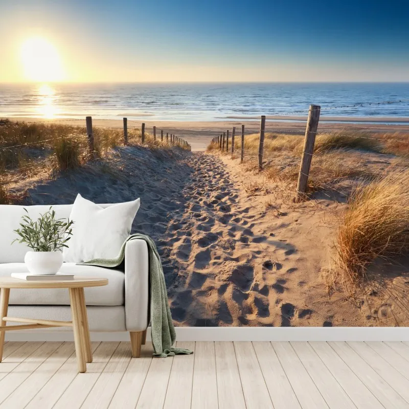 Fototapeta ścieżka na plażę o zachodzie słońca w Zandvoort – Wallissimo® Fototapeta ścieżka na plażę o zachodzie słońca w Zandvoort – Wallissimo®