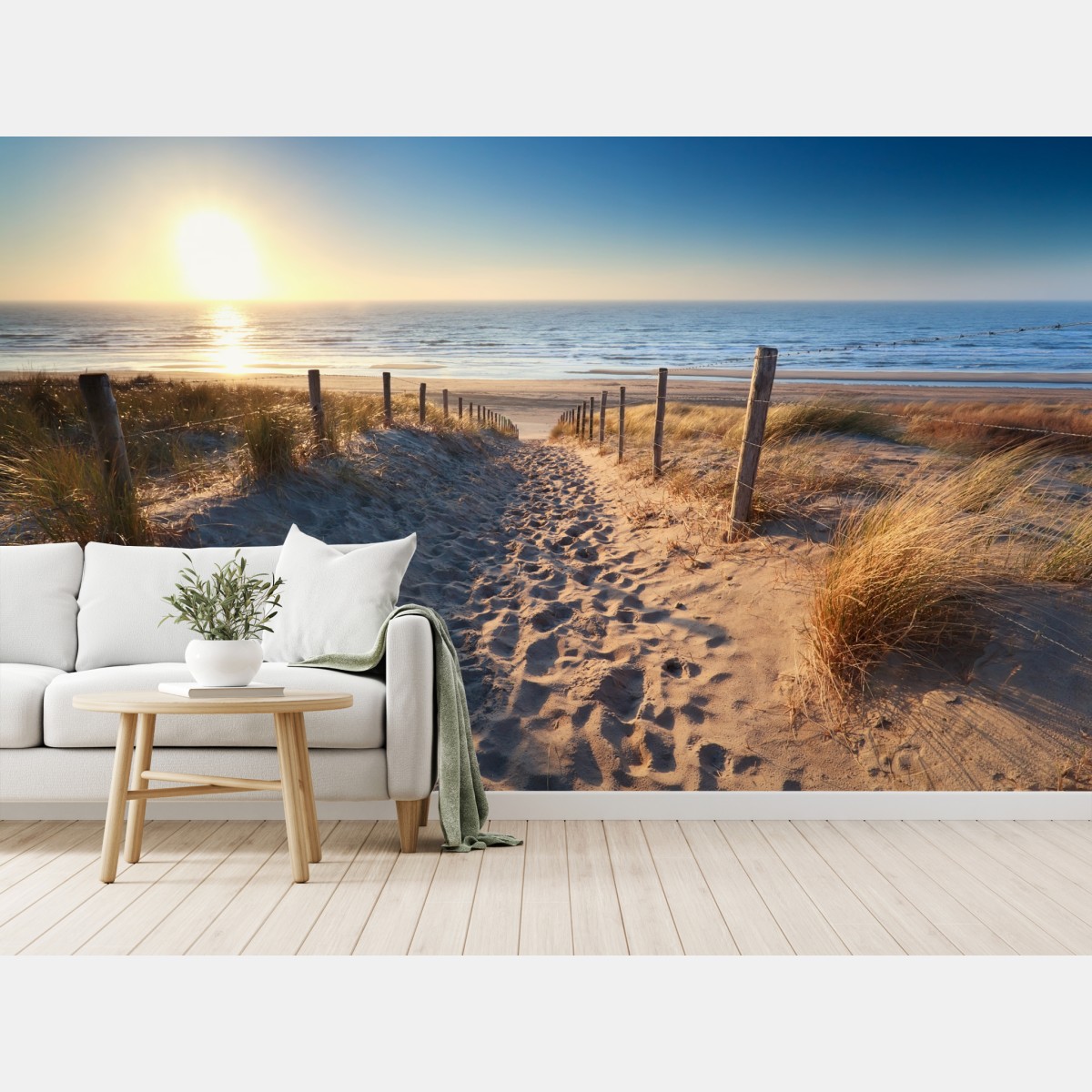 Wall mural sunset path to the sea in Zandvoort