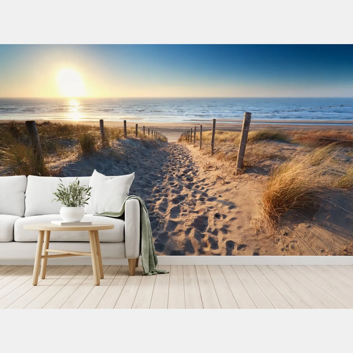 Fototapeta ścieżka na plażę o zachodzie słońca w Zandvoort – Wallissimo® Fototapeta ścieżka na plażę o zachodzie słońca w Zandvoort – Wallissimo®