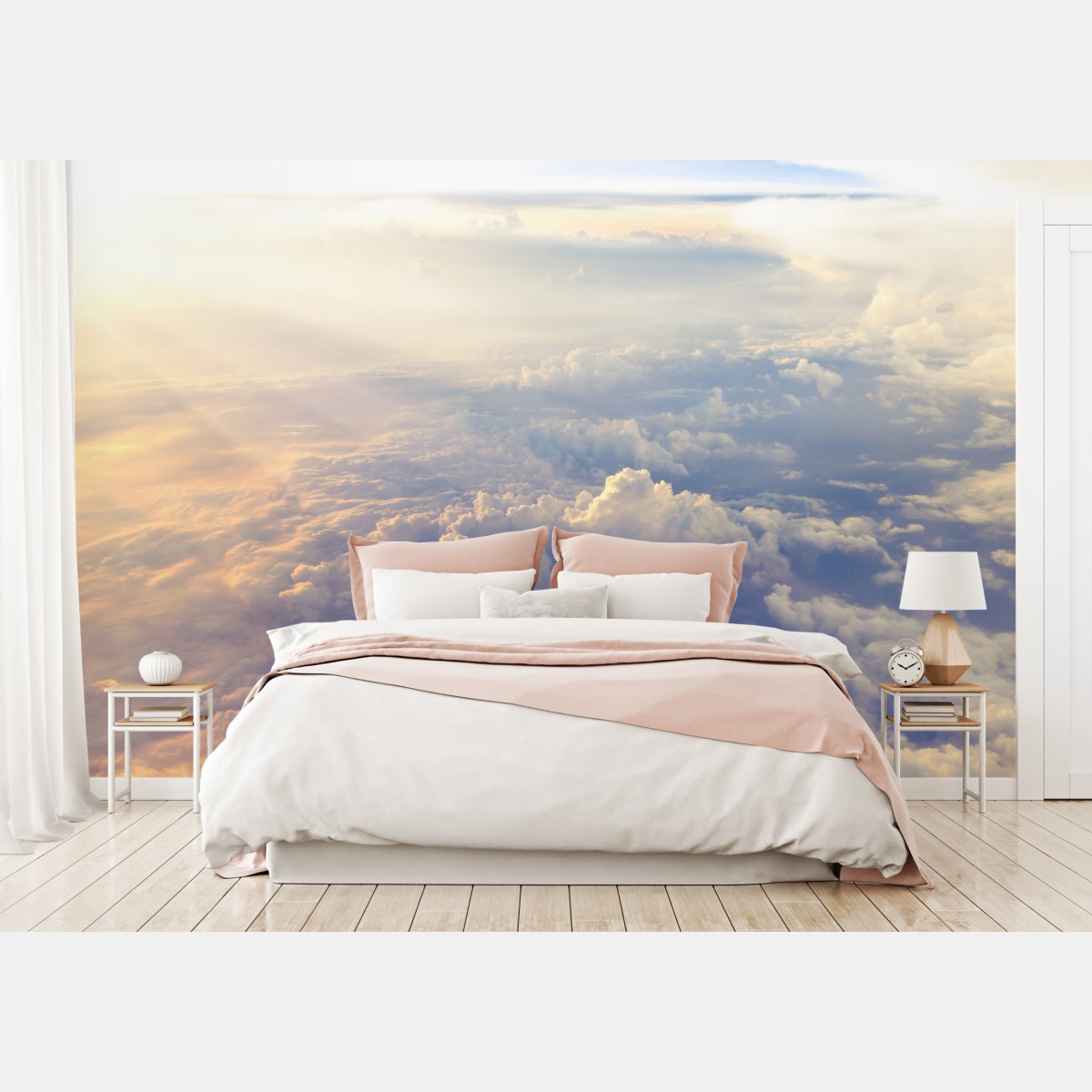 Wall mural sunlit clouds above the horizon