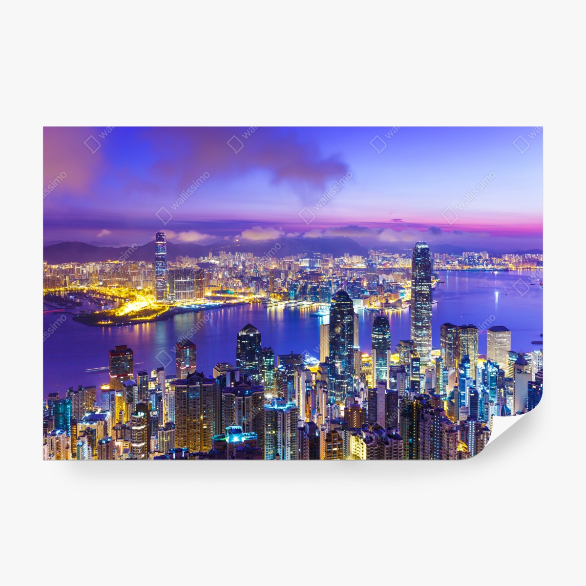Fototapeta Hong Kong panorama o świcie – Wallissimo® Fototapeta Hong Kong panorama o świcie – Wallissimo®