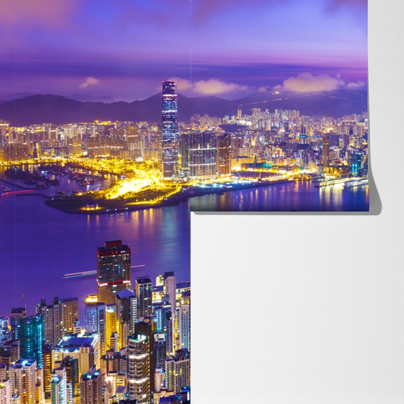 Fototapeta Hong Kong panorama o świcie – Wallissimo® Fototapeta Hong Kong panorama o świcie – Wallissimo®