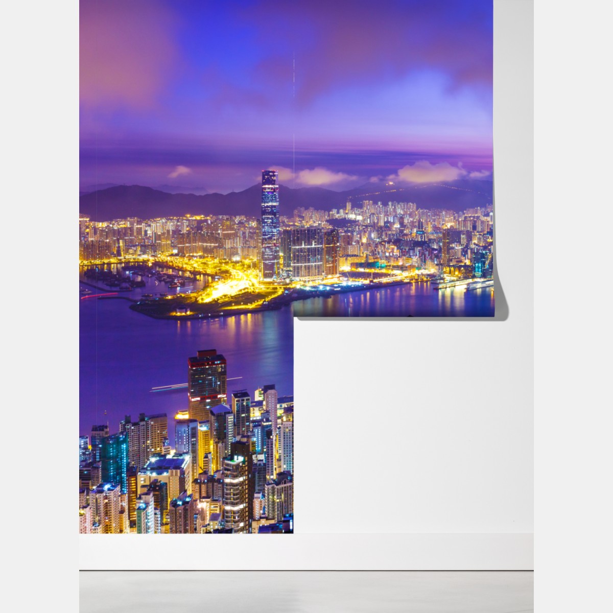 Fototapeta Hong Kong panorama o świcie – Wallissimo® Fototapeta Hong Kong panorama o świcie – Wallissimo®