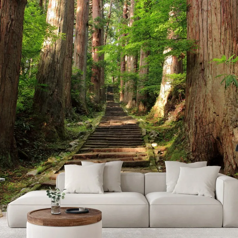 Fototapeta kamienne schody w starym lesie