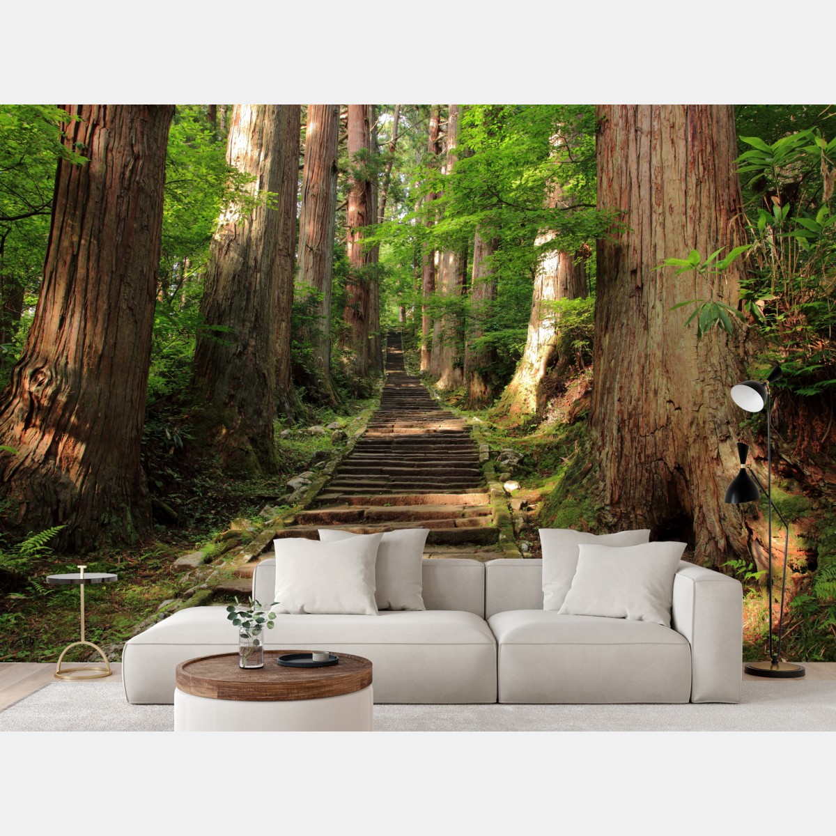 Wall mural ancient forest stone steps