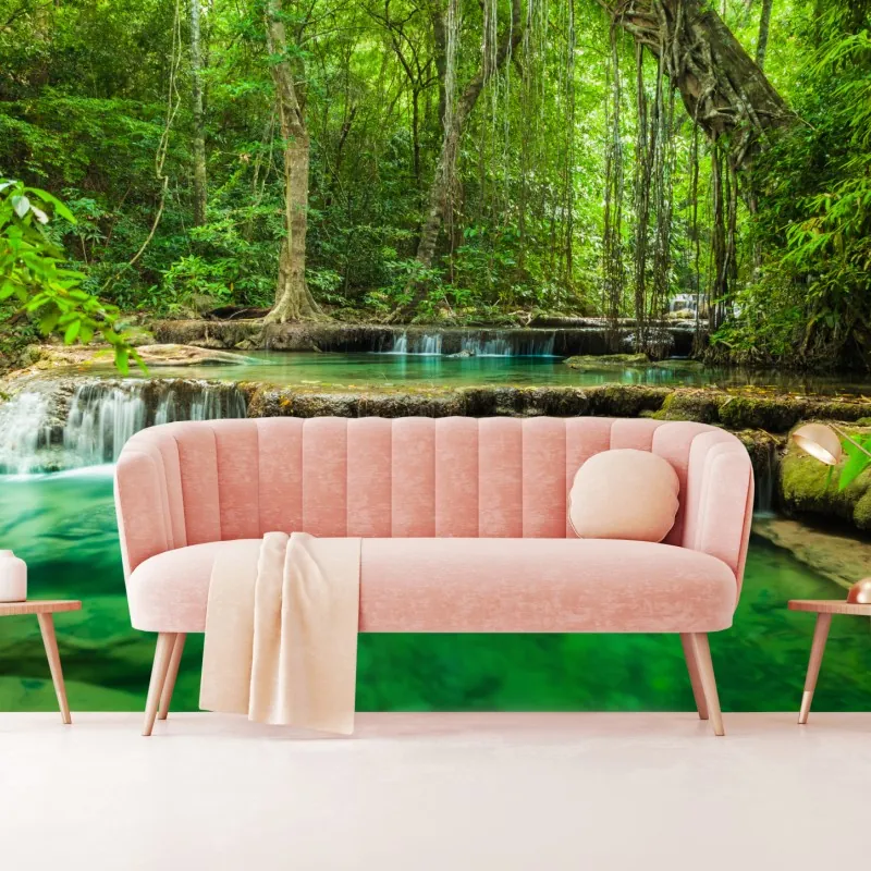 Fototapeta spokojne turkusowe baseny przy wodospadzie Erawan