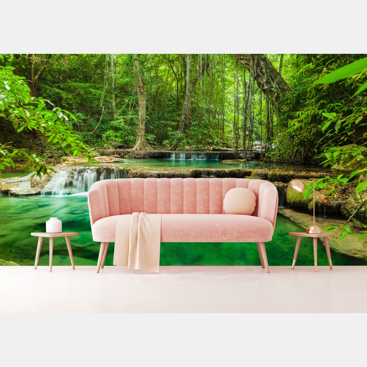 Wall mural serene turquoise pools at Erawan waterfall