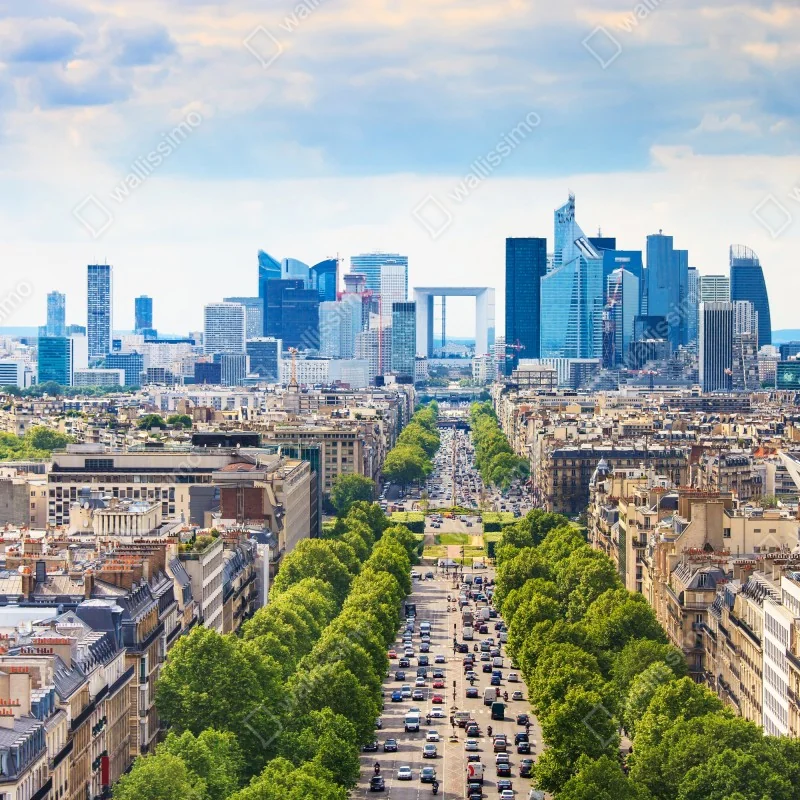 Fototapeta Paryż panorama miasta z aleją obsadzoną drzewami – Wallissimo® Fototapeta Paryż panorama miasta z aleją obsadzoną drzewami – Wallissimo®