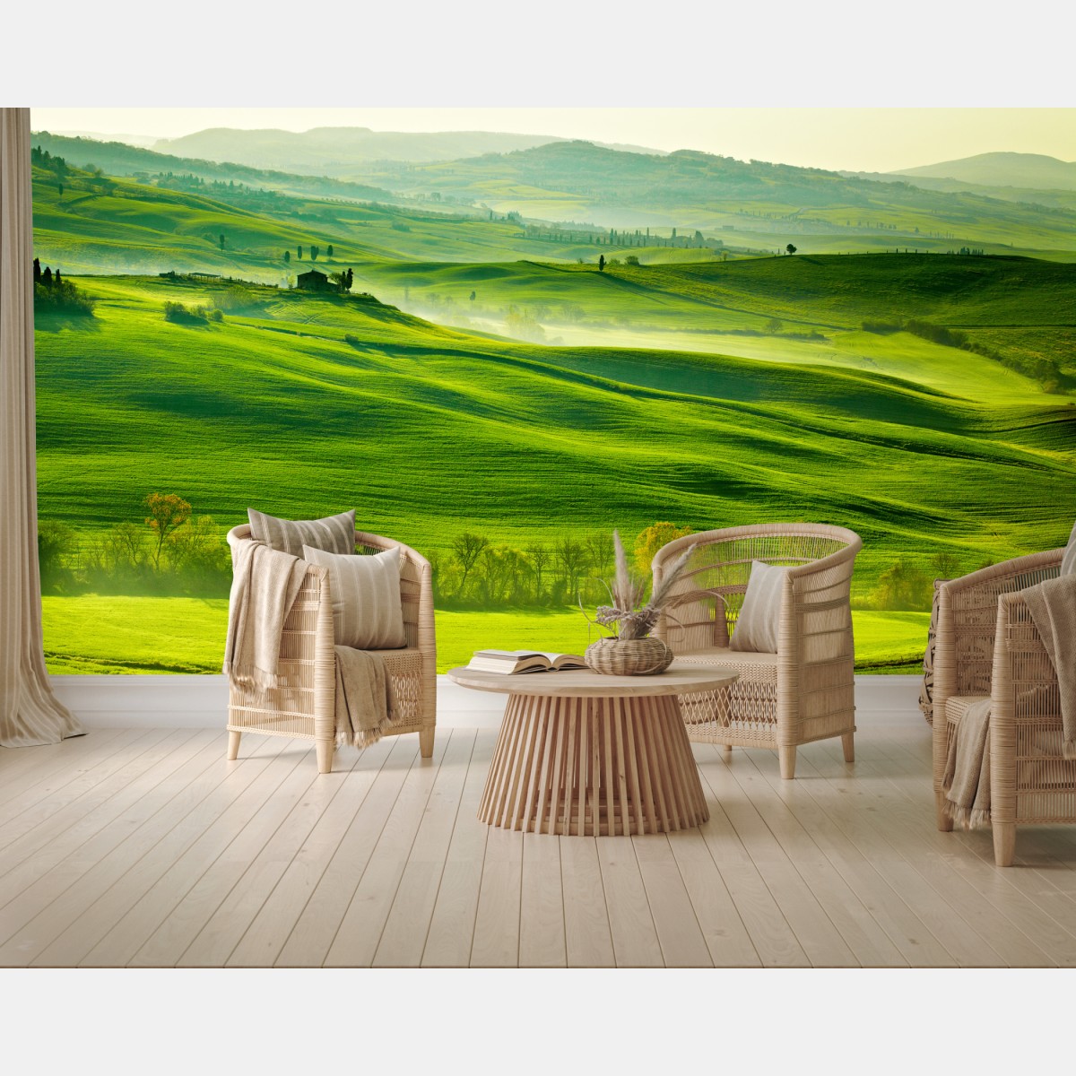 Wall mural sunlit rolling hills of Tuscany