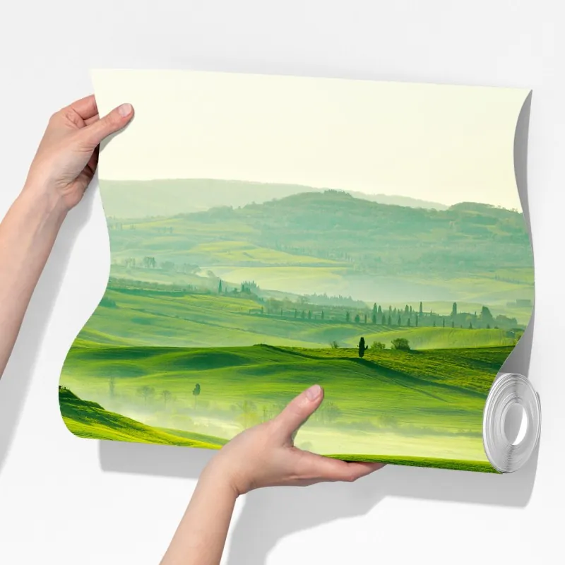 Fototapeta słoneczne falujące wzgórza Toskanii – Wallissimo® Fototapeta słoneczne falujące wzgórza Toskanii – Wallissimo®