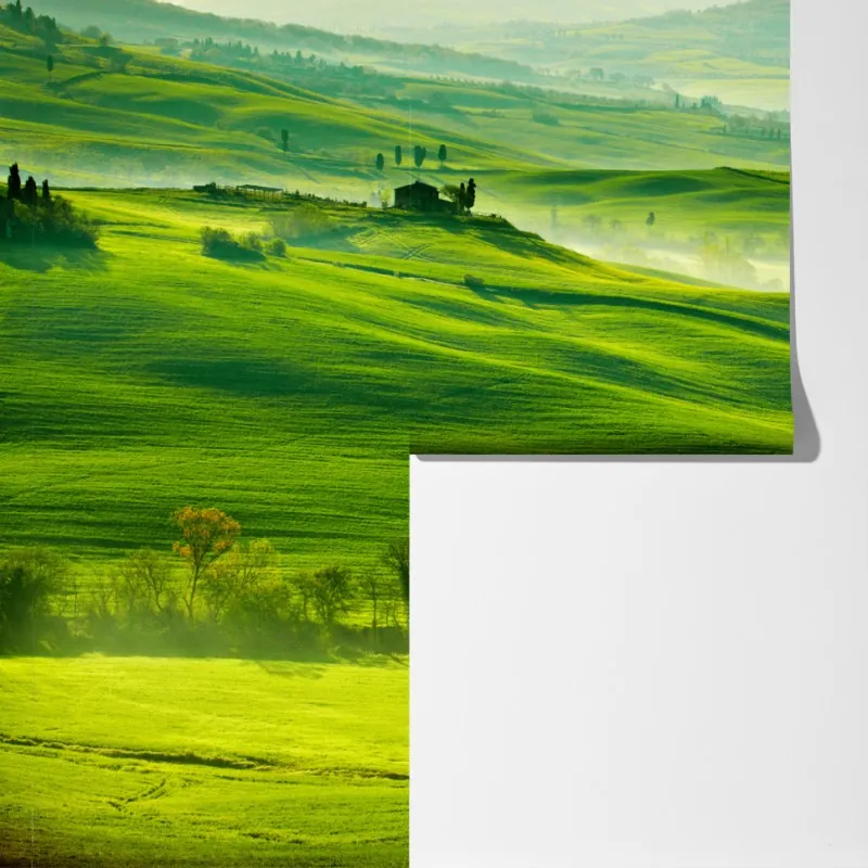 Fototapeta słoneczne falujące wzgórza Toskanii – Wallissimo® Fototapeta słoneczne falujące wzgórza Toskanii – Wallissimo®