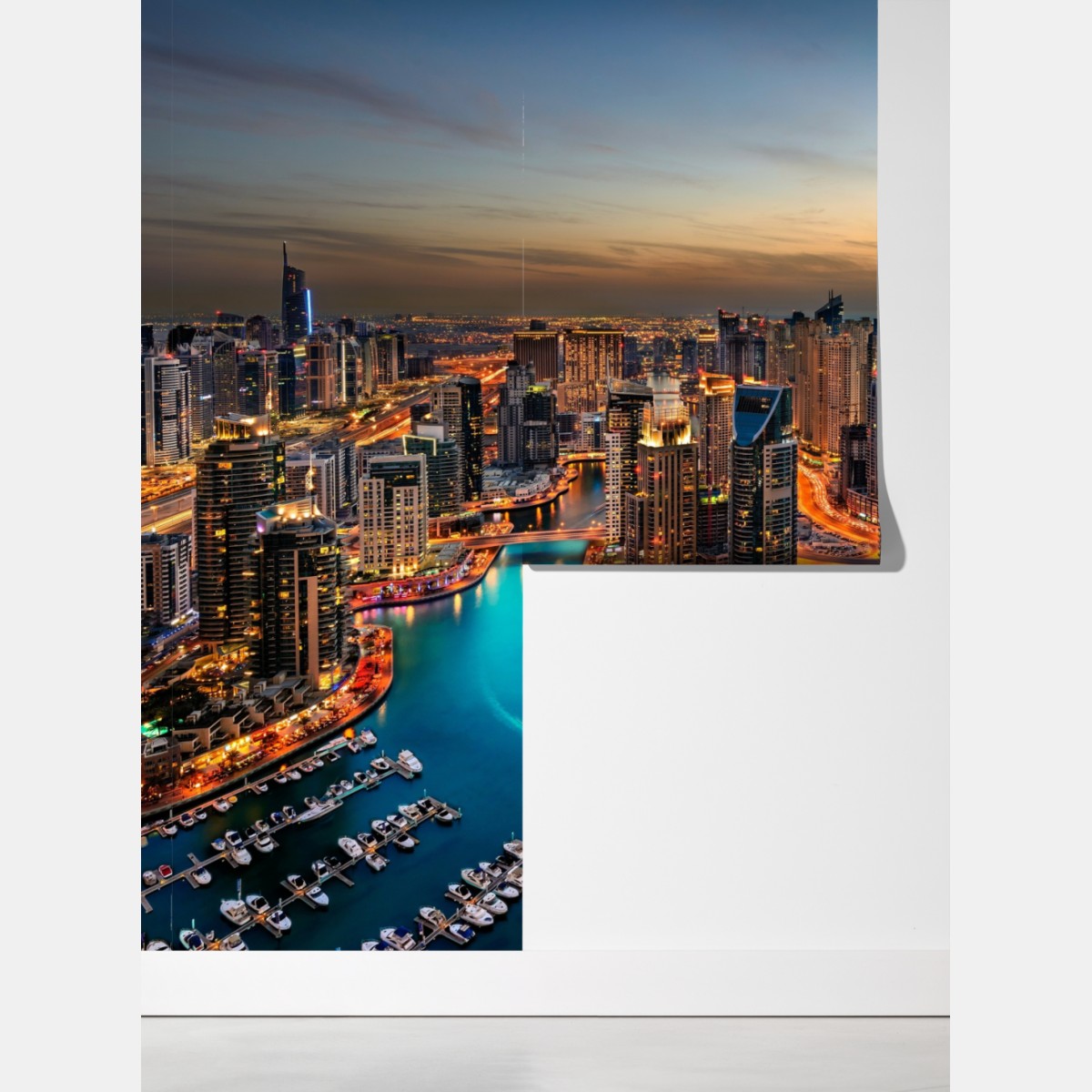 Fototapeta Dubaj marina wieczorna panorama – Wallissimo® Fototapeta Dubaj marina wieczorna panorama – Wallissimo®