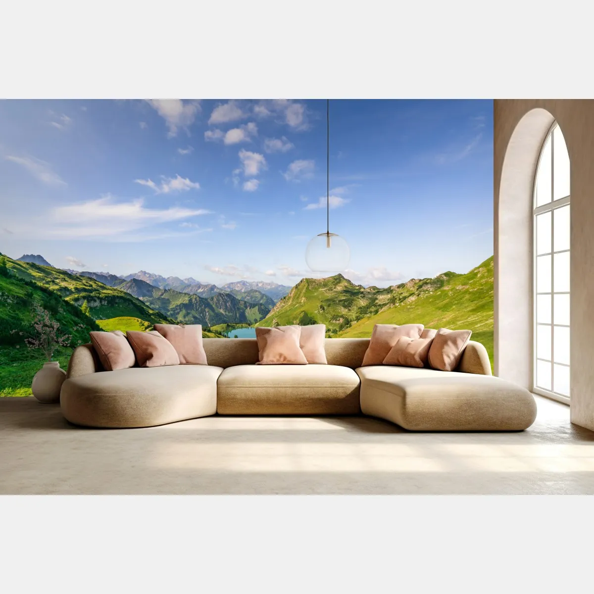 Fototapeta spokojne alpejskie jezioro w górach – Wallissimo® Fototapeta spokojne alpejskie jezioro w górach – Wallissimo®