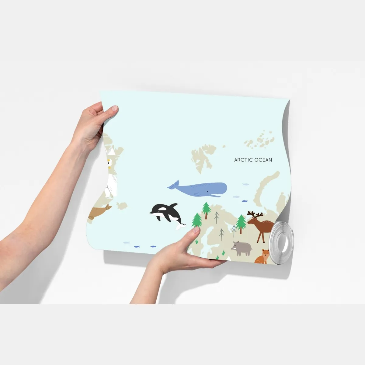 Fototapeta mapa świata ze zwierzętami dla dzieci – Wallissimo® Fototapeta mapa świata ze zwierzętami dla dzieci – Wallissimo®