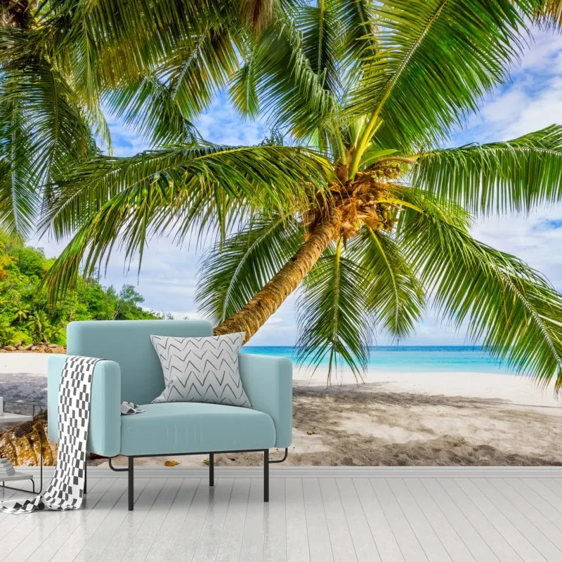 Fototapeta tropikalna palma na białej plaży – Wallissimo® Fototapeta tropikalna palma na białej plaży – Wallissimo®