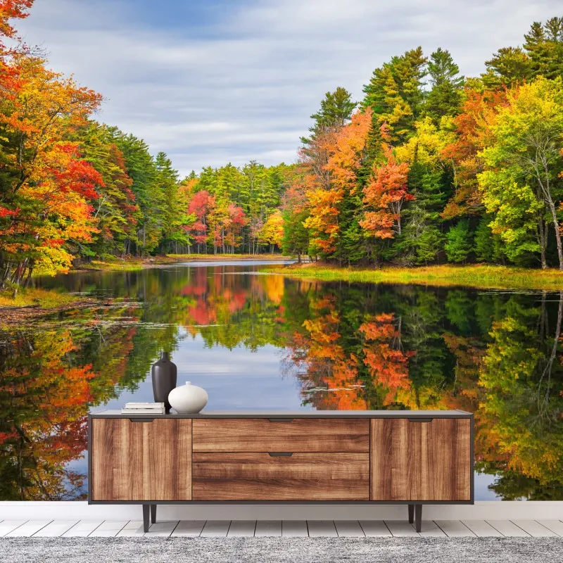 Fototapeta jesienne odbicia w Nowej Anglii – Wallissimo® Fototapeta jesienne odbicia w Nowej Anglii – Wallissimo®