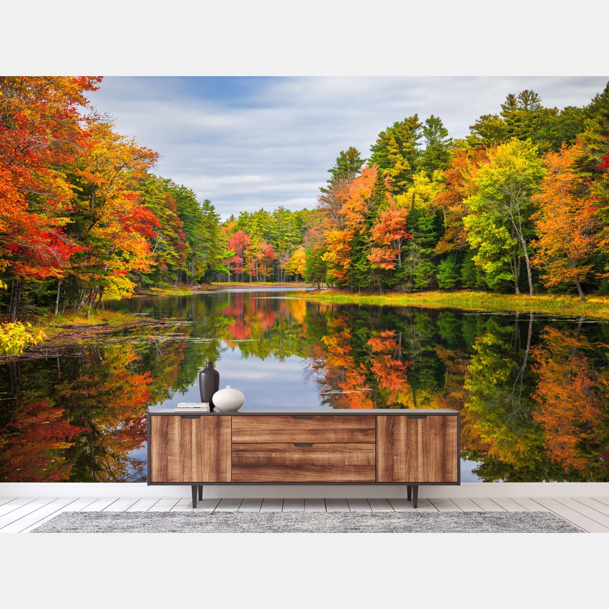 Wall mural autumn reflections in New England