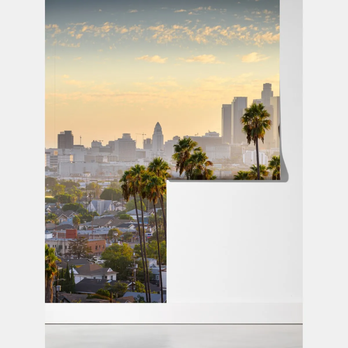 Fototapeta złota panorama Los Angeles z palmami – Wallissimo® Fototapeta złota panorama Los Angeles z palmami – Wallissimo®