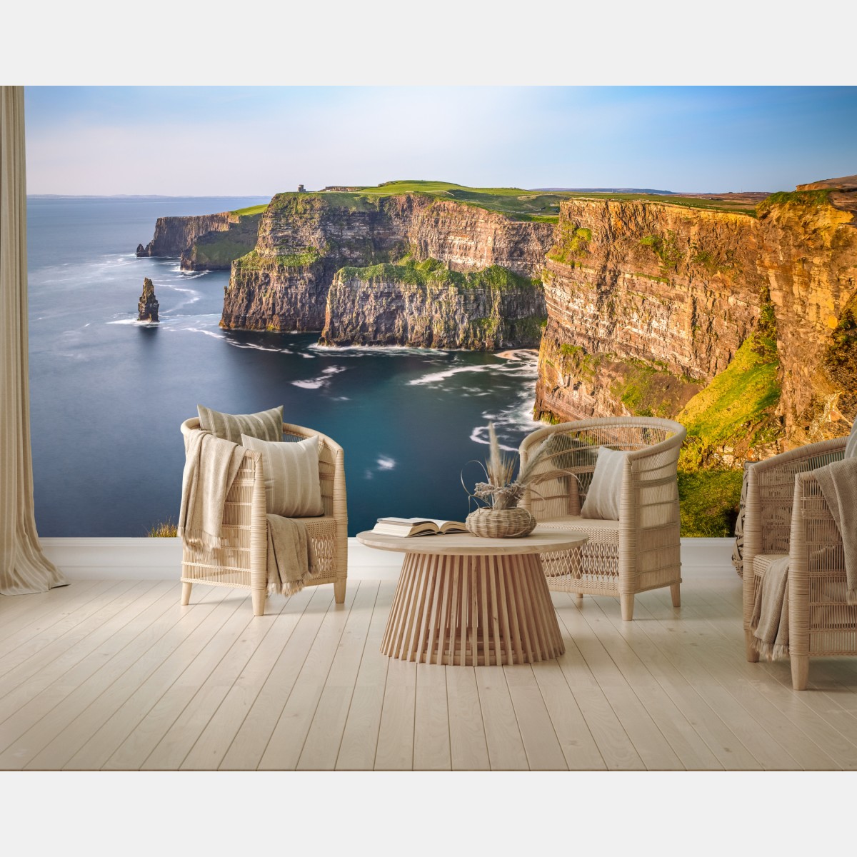 Wall mural majestic coastal cliffs over deep blue sea