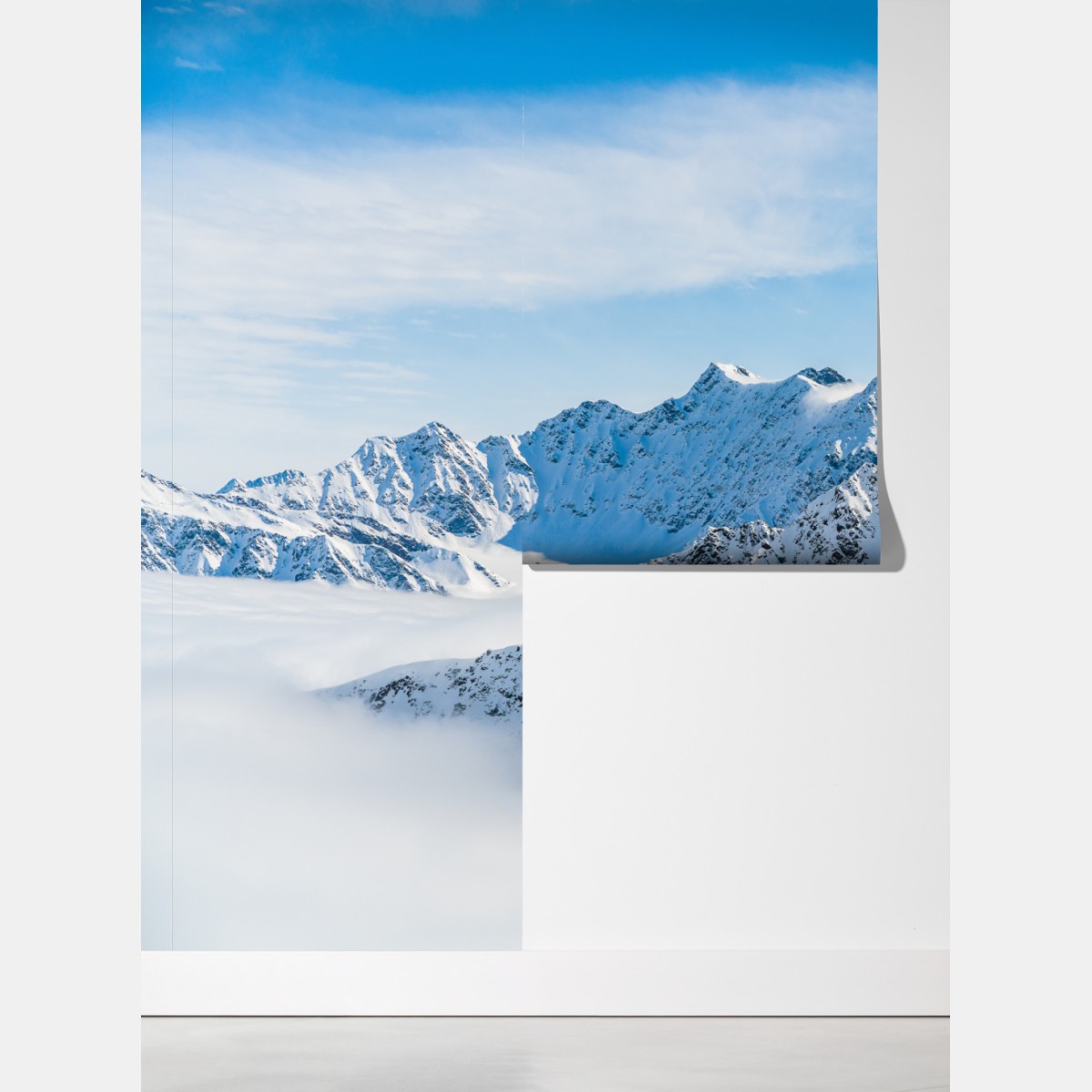 Fototapeta panorama lodowca Kaunertal nad zaśnieżonymi szczytami – Wallissimo® Fototapeta panorama lodowca Kaunertal nad zaśnieżonymi szczytami – Wallissimo®