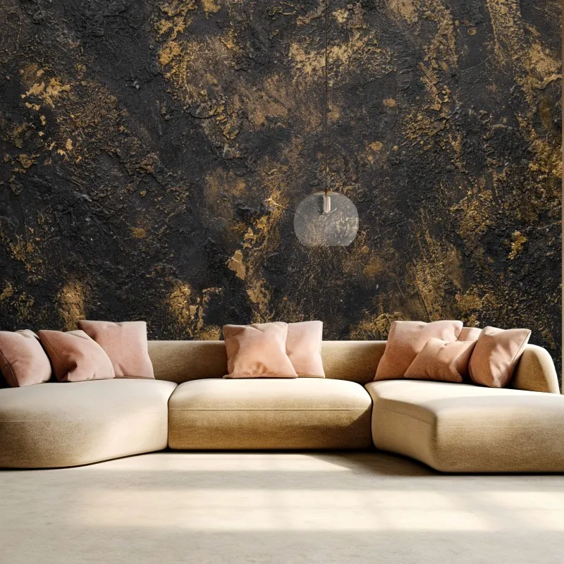 Fototapeta czarno-złota teksturowana abstrakcja ścienna
