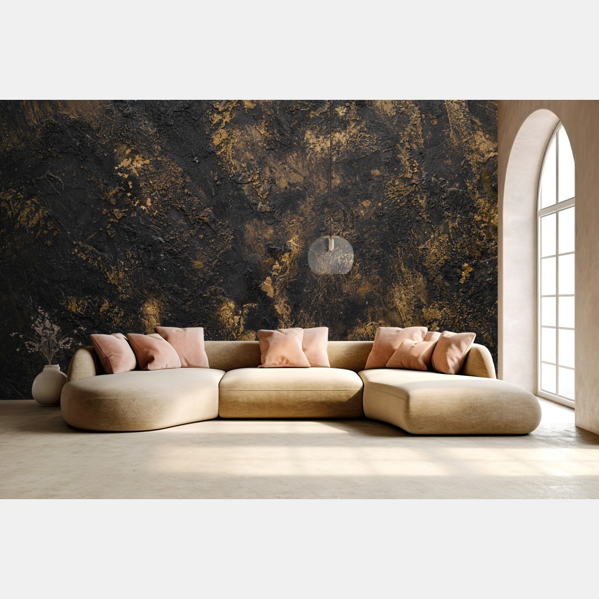 Wall mural black and gold textured abstract wall art