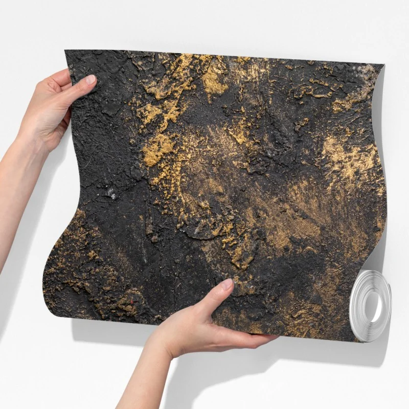 Fototapeta czarno-złota teksturowana abstrakcja ścienna – Wallissimo® Fototapeta czarno-złota teksturowana abstrakcja ścienna – Wallissimo®