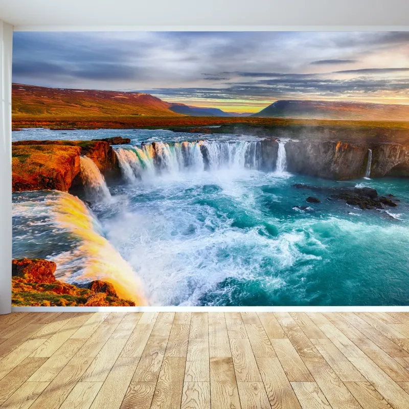 Fototapeta Godafoss wodospad o wschodzie słońca