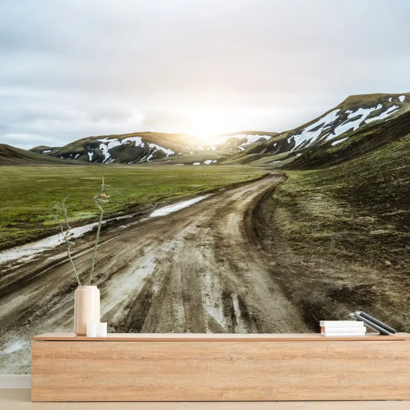 Fototapeta Landmanalaugar malownicza droga na wyżynie – Wallissimo® Fototapeta Landmanalaugar malownicza droga na wyżynie – Wallissimo®