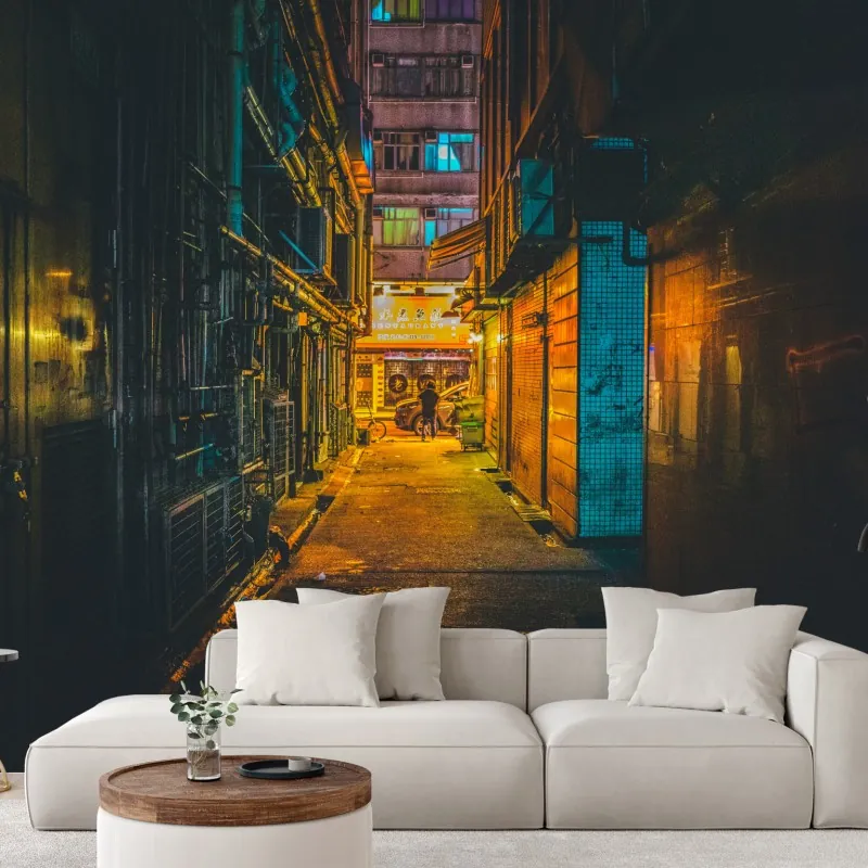 Fototapeta Hongkong neonowy zaułek w nocy – Wallissimo® Fototapeta Hongkong neonowy zaułek w nocy – Wallissimo®