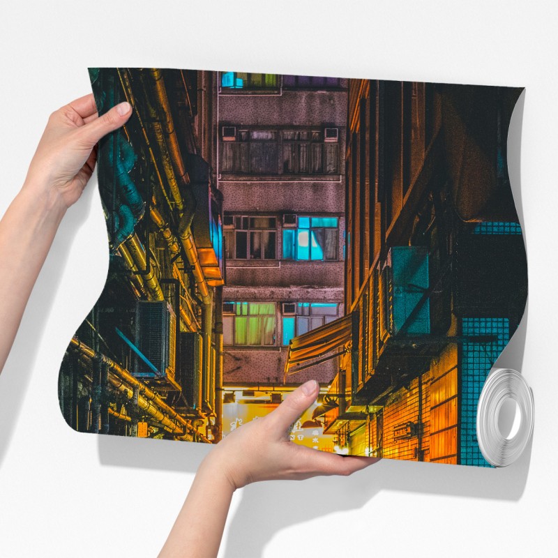 Fototapeta Hongkong neonowy zaułek w nocy – Wallissimo® Fototapeta Hongkong neonowy zaułek w nocy – Wallissimo®
