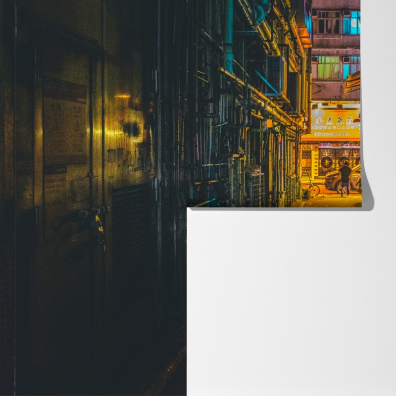 Fototapeta Hongkong neonowy zaułek w nocy – Wallissimo® Fototapeta Hongkong neonowy zaułek w nocy – Wallissimo®