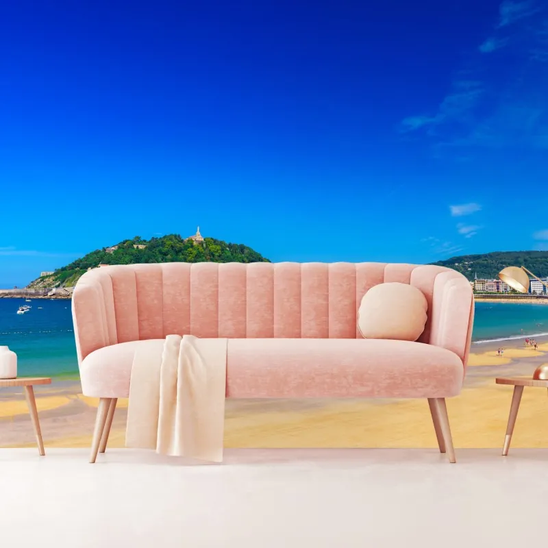 Fototapeta słoneczna panorama nadmorska z złotym piaskiem