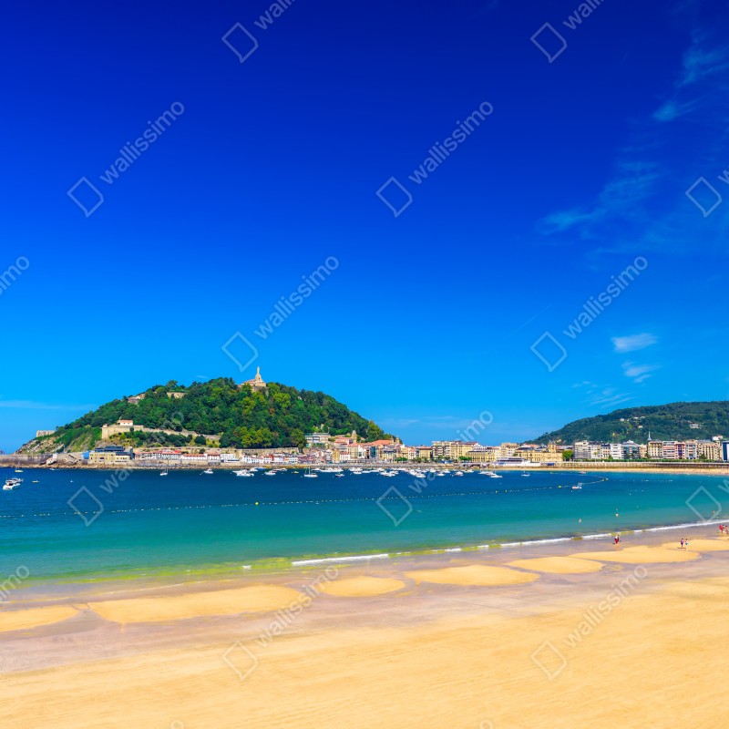 Fototapeta słoneczna panorama nadmorska z złotym piaskiem – Wallissimo® Fototapeta słoneczna panorama nadmorska z złotym piaskiem – Wallissimo®