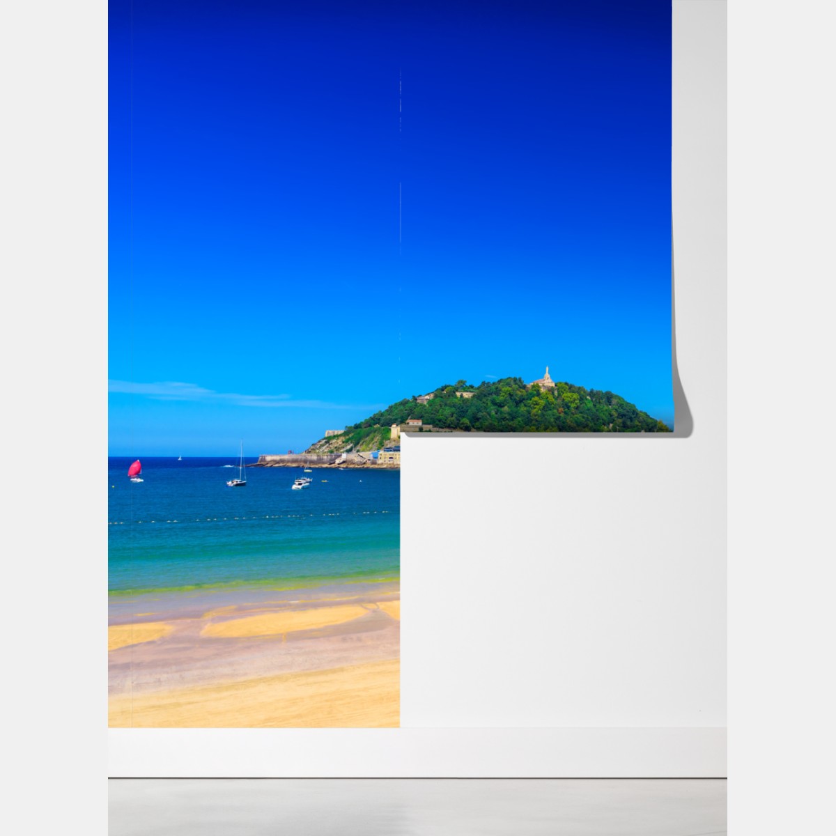 Fototapeta słoneczna panorama nadmorska z złotym piaskiem – Wallissimo® Fototapeta słoneczna panorama nadmorska z złotym piaskiem – Wallissimo®