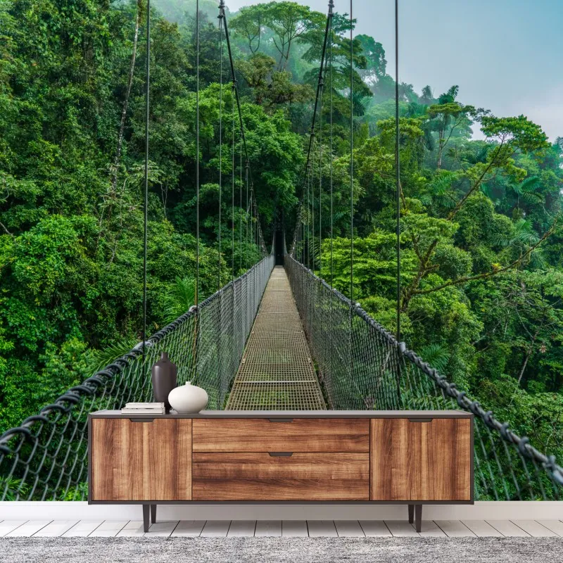 Fototapeta wiszący most w bujnej dżungli