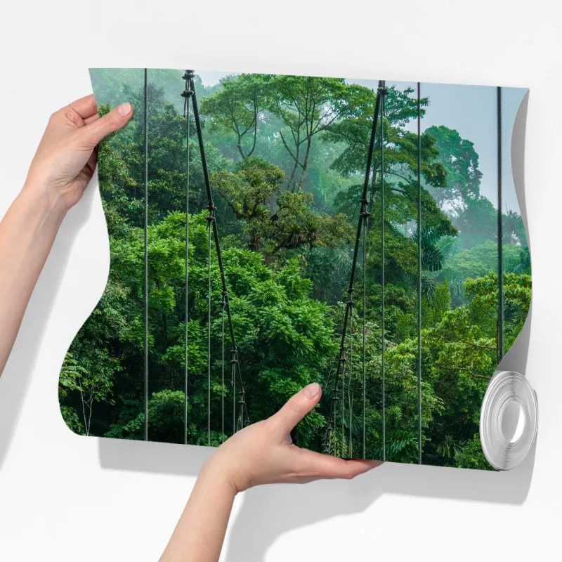 Fototapeta wiszący most w bujnej dżungli – Wallissimo® Fototapeta wiszący most w bujnej dżungli – Wallissimo®