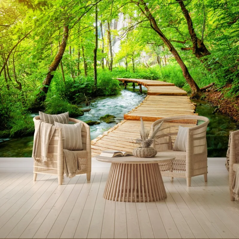 Fototapeta drewniany pomost w Plitwickich Jeziorach