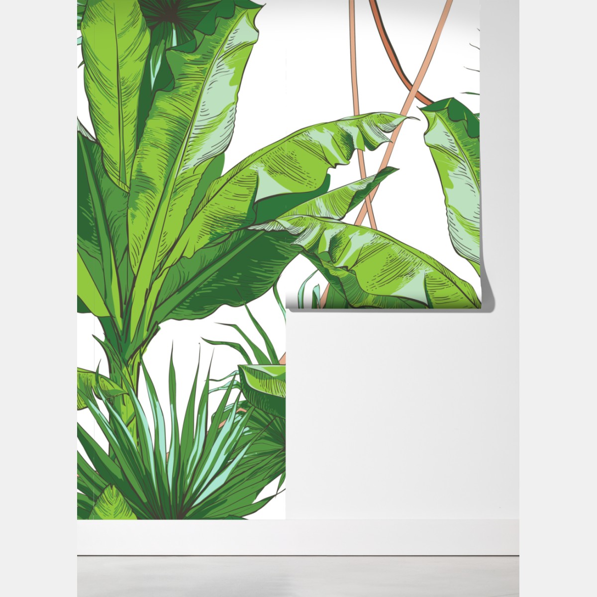Fototapeta bujny wzór liści bananowca – Wallissimo® Fototapeta bujny wzór liści bananowca – Wallissimo®