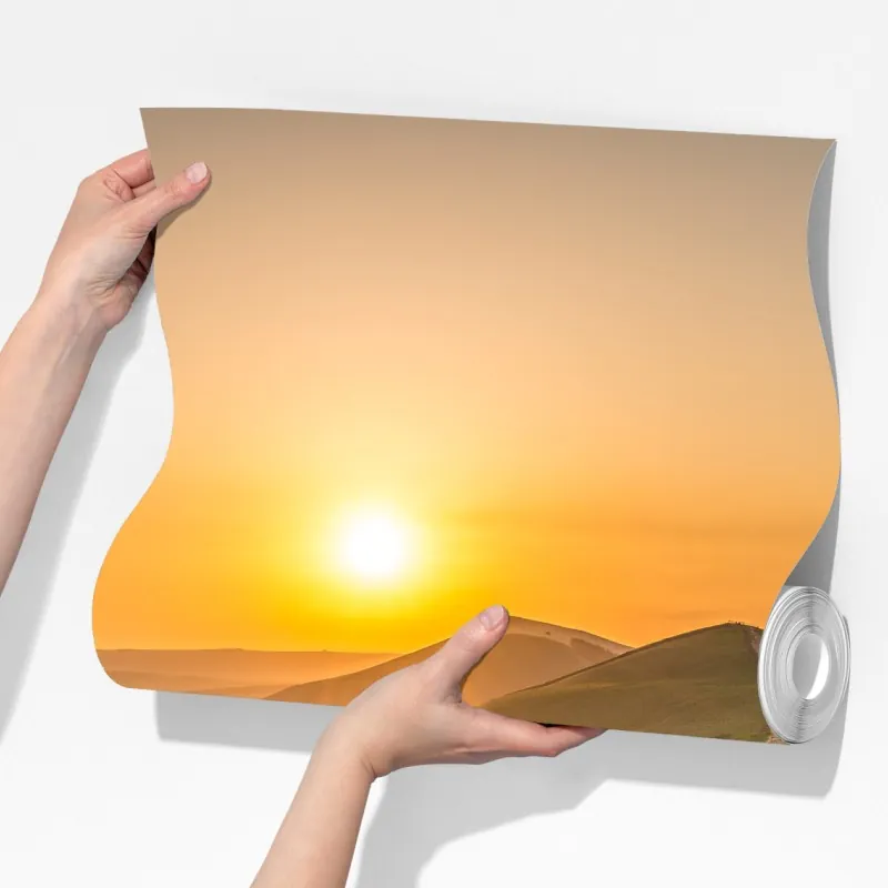 Fototapeta wschód słońca nad zielonymi pagórkami – Wallissimo® Fototapeta wschód słońca nad zielonymi pagórkami – Wallissimo®